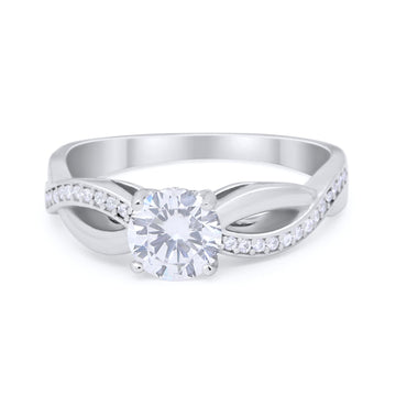 Infinity Shank Engagement Ring Simulated Cubic Zirconia 925 Sterling Silver